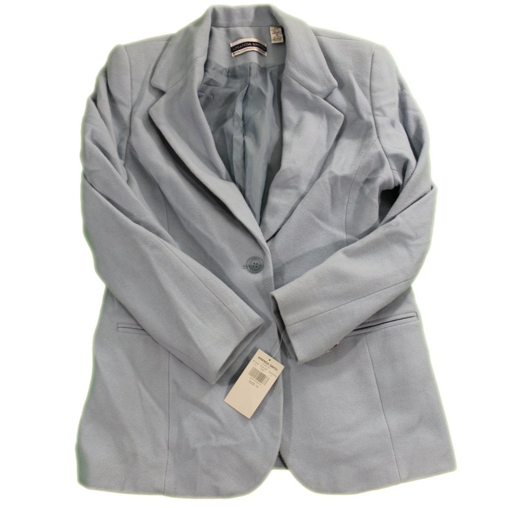 amanda smith wool and cashmere blend coat blue